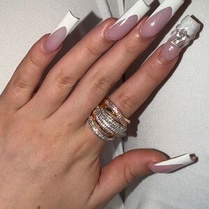 Elegant Gold and Silver Stacked Rings